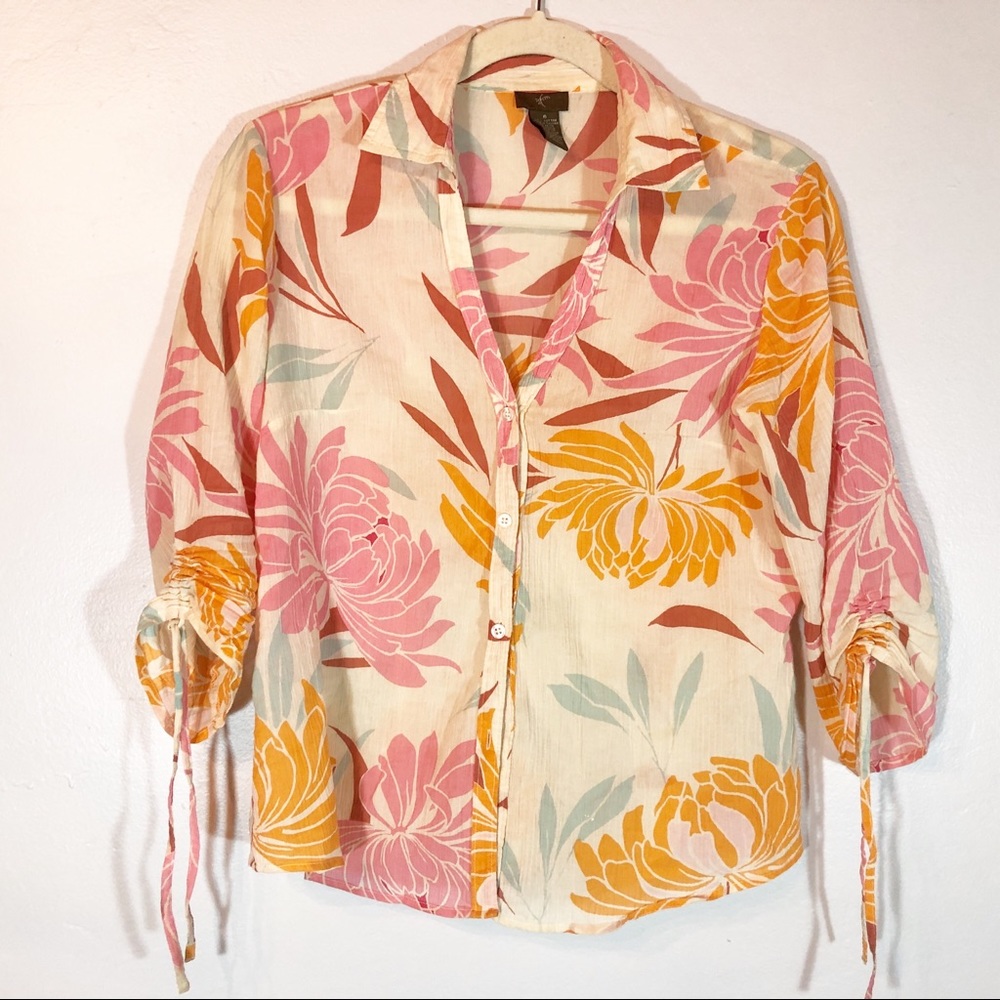 Anthropologie floral button down top